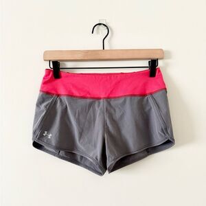 Under Armour Heat Gear Shorts with Liner in Gray and Pink - Size S